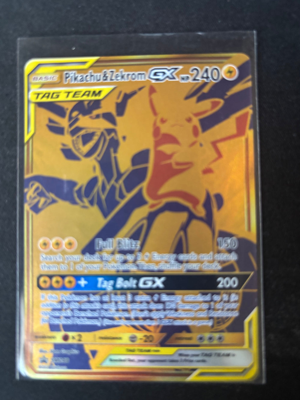 Pikachu & Zekrom-GX SM248 — Gold Full Art Promo
