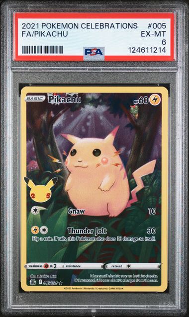 Pikachu 005/025 Full Art — Celebrations — PSA 6 EX-MT